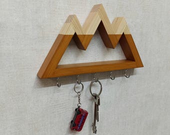 Handmade Wood Key Rack | Entryway Mountain Decor | Gift for New Homeowners