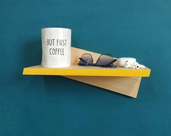 Asymmetrical  Shelf,   Floating Wooden Bookshelf