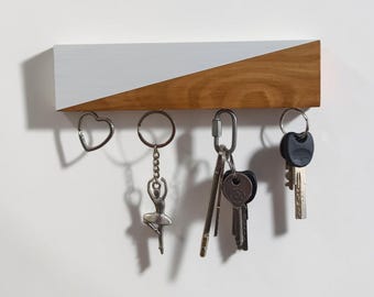 Hand Made Wooden Wall Key holder |  Minimalistic  Entryway  Wall Magnetic keys organizer | Original Gift