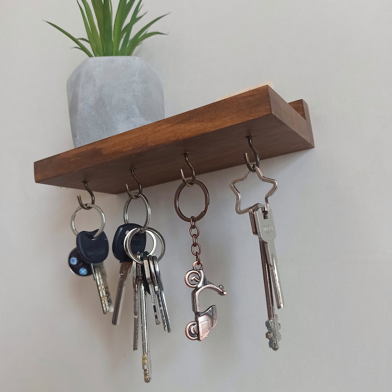 Hand made plant shelf with natural wood