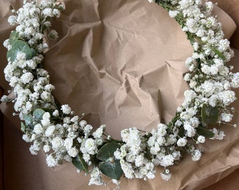 Thick Eucalyptus Babys Breath Crown // Baby Toddler Girl Adult Size // Baptism Christening Wedding for All Occasions