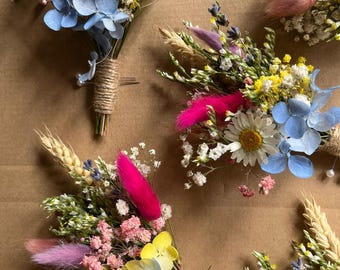 1/3/5 Dried Colorfull Flower Groom Groomsmen Buttonholes // For Wedding Baptism Birthday // Bride  Bridesmaid Gift Buttonhole
