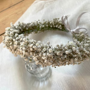 Dried Baby’s Breath Flower Crown for Bride Bridesmaid Flower Girl – Baptism Ceremony