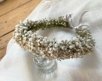 Dried Baby’s Breath Flower Crown for Bride Bridesmaid Flower Girl – Baptism Ceremony