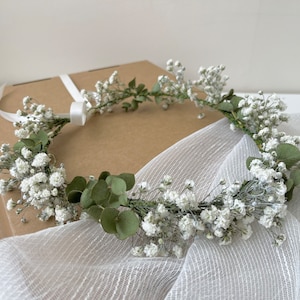 Thin Eucalyptus Crown for Bride Bridesmaid Flowergirl // Baptism Christening Baby - Mother Crown // Toddler Girl Adult Gypsophila Crown