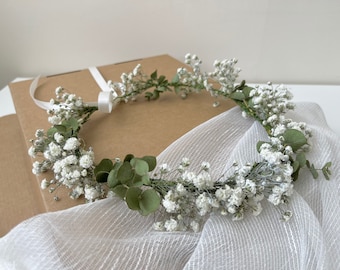Eucalyptus Baby's Breath Halo for Bride Bridesmaid Flowergirl // Baptism Christening Baby - Mother Crown // For Toddler Girl Adult
