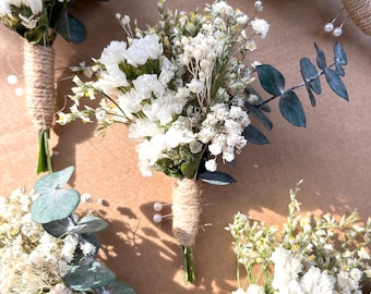 Dried Flower Buttonhole for Groom/ Groomsmen Wedding Flowers