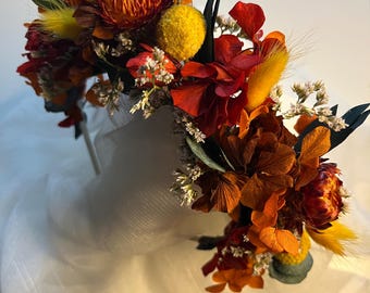 Burnt Orange Red Boho Alice Band for Bride Bridesmaid Flowergirl / Wedding Birthday Baptism Henna Night/ Everlasting Rustic Hair Piece