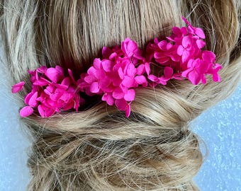 Pink Dried Flower Hair Pin, Boho Chic Wedding Accessory