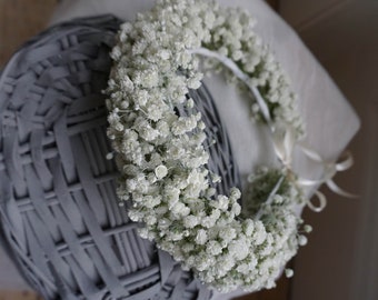 Thick Babys Breath Wreath // Baby Toddler Girl Size // Baptism Christening Wedding // Dried Fresh Flowers // Baby Children Photo Prop