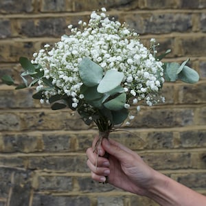 Eucalyptus Babys Breath Bridal Bouquet Bridesmaid Gift Flower Girl Groom Groomsmen Present Wedding Party Centerpiece