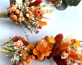 Burnt Orange Somon Flowers Comb for Bride // Bridesmaid // Flowergirl // Wedding // Party // Meadow Wedding Flowers // Hair Piece