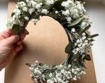 Eucalyptus Gypsophila Crown for Bride Bridesmaid Flowergirl / Wedding Birthday Baptism for All Occasions / Fresh or Dried Flowers