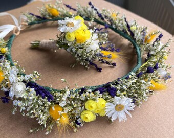 Baby’s Breath and Lavender Flower Crown for Bride Bridesmaid and Flower Girl – Rustic Wedding