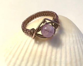 Wire Wrap Interlocking Loops Gemstone Ring