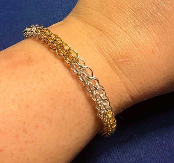 Brazalete completo de cota de malla persa de plata y oro Etsy Espana