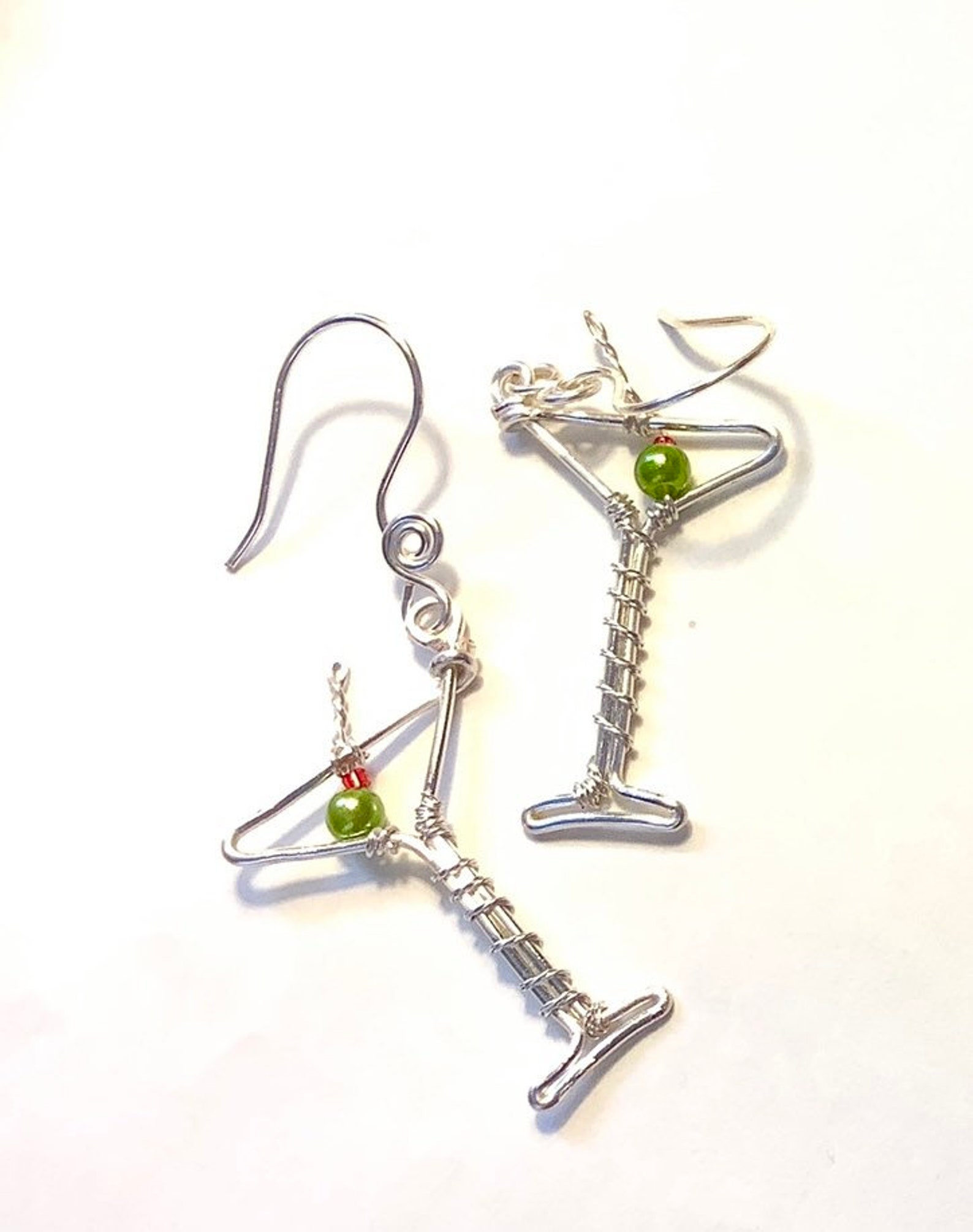 Martini Glass Earrings Silver or Gold Etsy