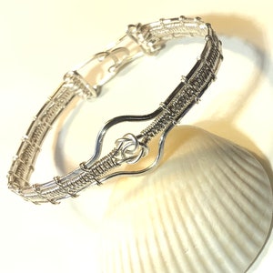 Copper or Silver Wire Woven Love Knot Bracelet Silver