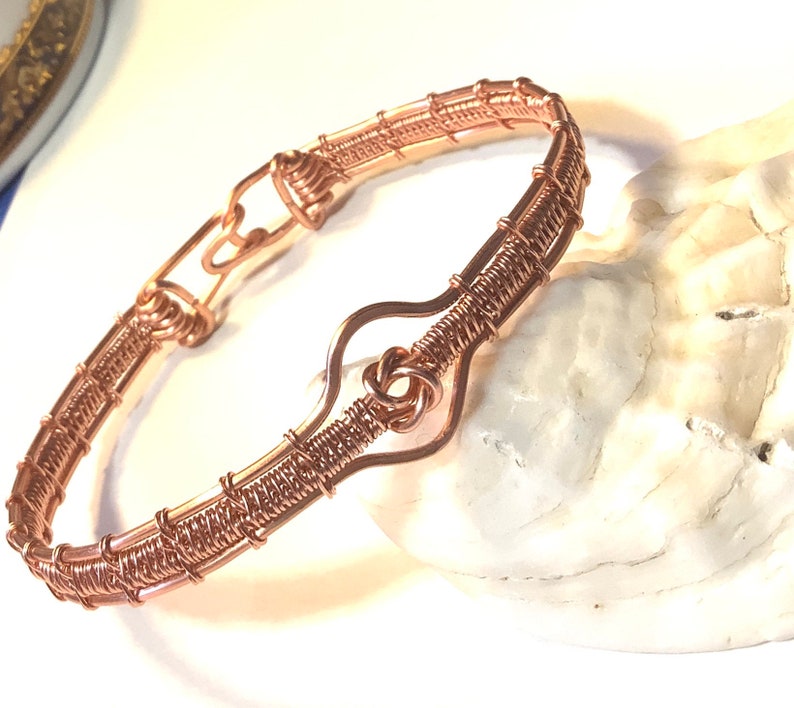 Copper or Silver Wire Woven Love Knot Bracelet Copper