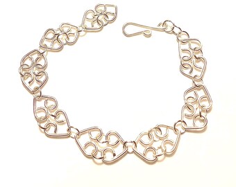 Silver Joined Hearts Bracelet