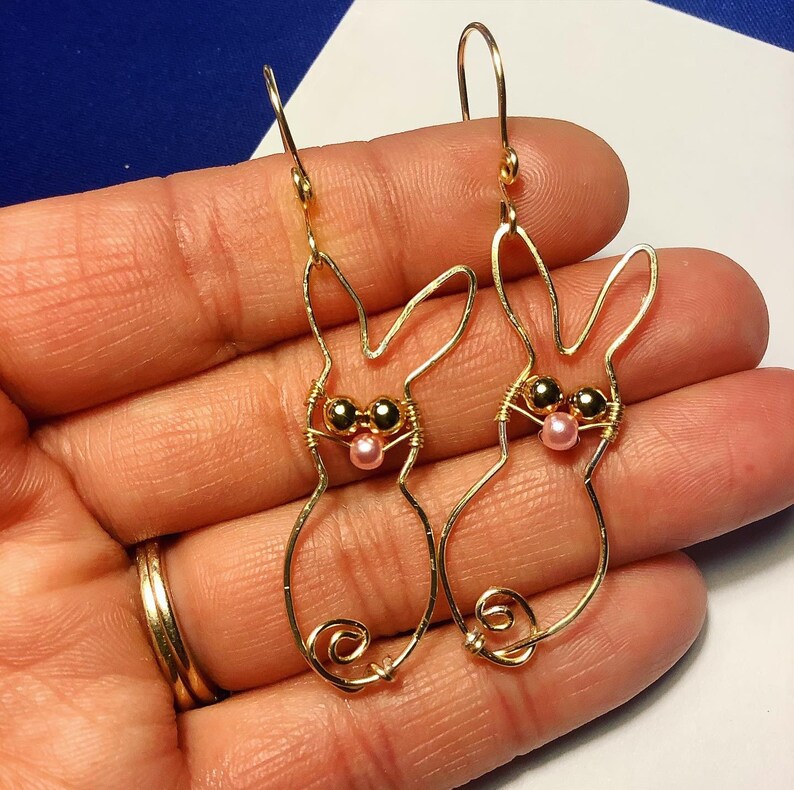 Wire Wrap Bunny Rabbit Earrings Easter Earrings image 6