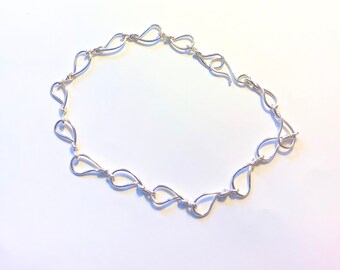 Bracelet à maillons goutte d'eau en argent ou maillons larme