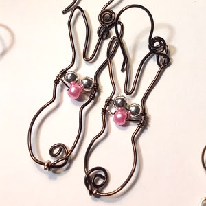 Wire Wrap Bunny Rabbit Earrings Easter Earrings ブラウン