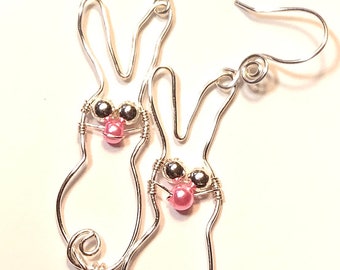 Wire Wrap Bunny Rabbit Earrings- Easter Earrings