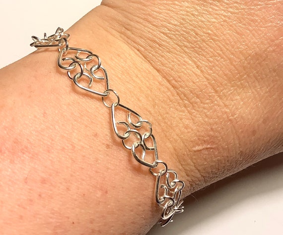 Silver Joined Hearts Bracelet - Etsy