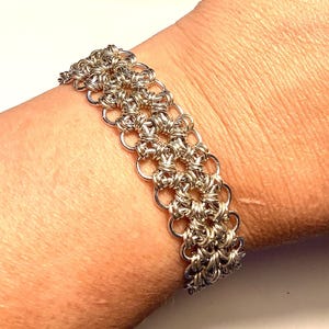 Solid Sterling Silver and Aluminum Japanese Chainmaille Bracelet