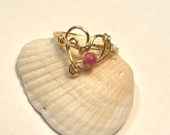 Wire wrap Gemstone Heart Ring