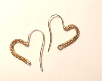 Earhook Heart Earrings Wire Woven