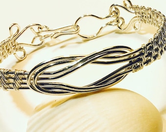 Celtic Knot Wire Weave Cuff Bracelet - Sailors Knot Cuff Bracelet- Copper or Silver