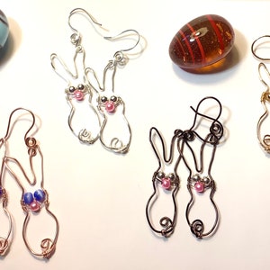 Wire Wrap Bunny Rabbit Earrings Easter Earrings 画像 2