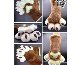 Four Finger Thumb Style Puffy Hand Paw Pattern [PDF DOWNLOAD]