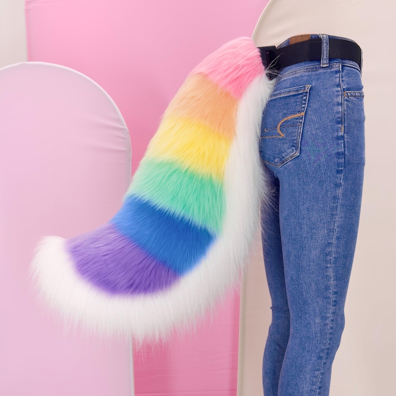 Pastel Rainbow Canine Style Pride Tail - Etsy