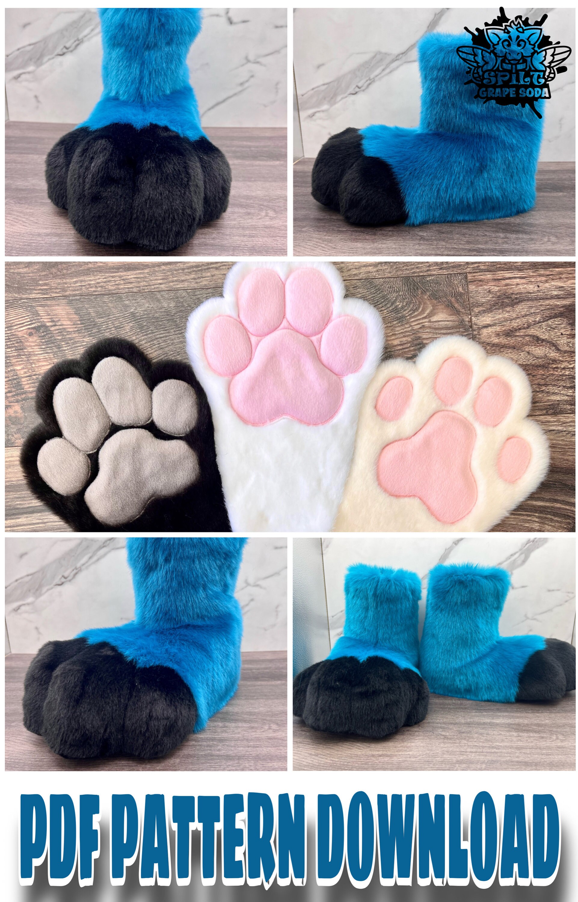 Slim Fursuit Feetpaw Indoor and Outdoor Pattern [PDF DOWNLOAD]
