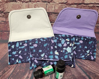 Small 3 slot essential Oils pouch navy blue