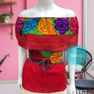 Floral Off the shoulders blouse Cinco de mayo fiesta blouse Mexican  Top Off the shoulders Campesina Blouse S-L includes belt