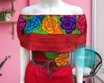 Mexican Floral Embroidered Off Shoulder Top, Blusa Campesina Bordada, Mexican Peasant Top, Fiesta Blouse, Cinco de Mayo