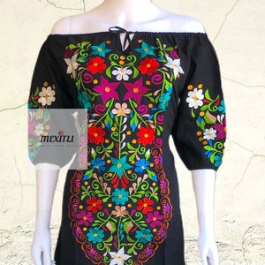 Mexican Off the shoulder Dress,Mexican Embroidered Dress, Mexican Peasant Dress, Vestido Campesina Bordado, Fiesta Dress