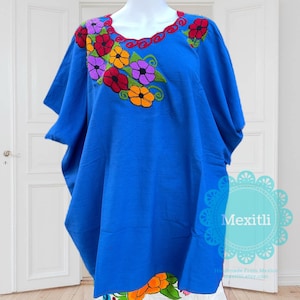 6X PLUS SIZE Mexican Floral Embroidered Top, Fiesta Blouse, Huipil, Mexican Blouse, Blusa Zinacantan, Fiesta Top, Cinco de Mayo