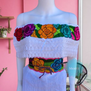 Embroidered Mexican Off Shoulder Blouse, Blusa Campesina Bordada, Mexican Peasant, Fiesta Blouse, Mexican Blouse, Mexican Top, Fiesta Top