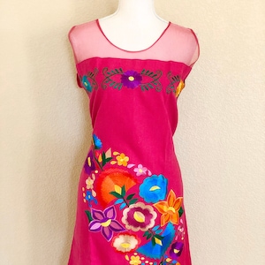 Mexican Dress, Embroidered Mexican Dress, Tie Back Dress, Vestido Mexicano Bordado, Fiesta Dress