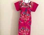 M- Mexican Embroidered Maxi Dress, Mexican Long Dress, Fiesta Dress, Vestido Mexicano Bordado