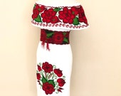 Off the shoulder Mexican Dress, Mexican Embroidered Dress, Mexican Peasant Dresd, Vestido Campesina Bordado, Fiesta Dress, Mexican Dress