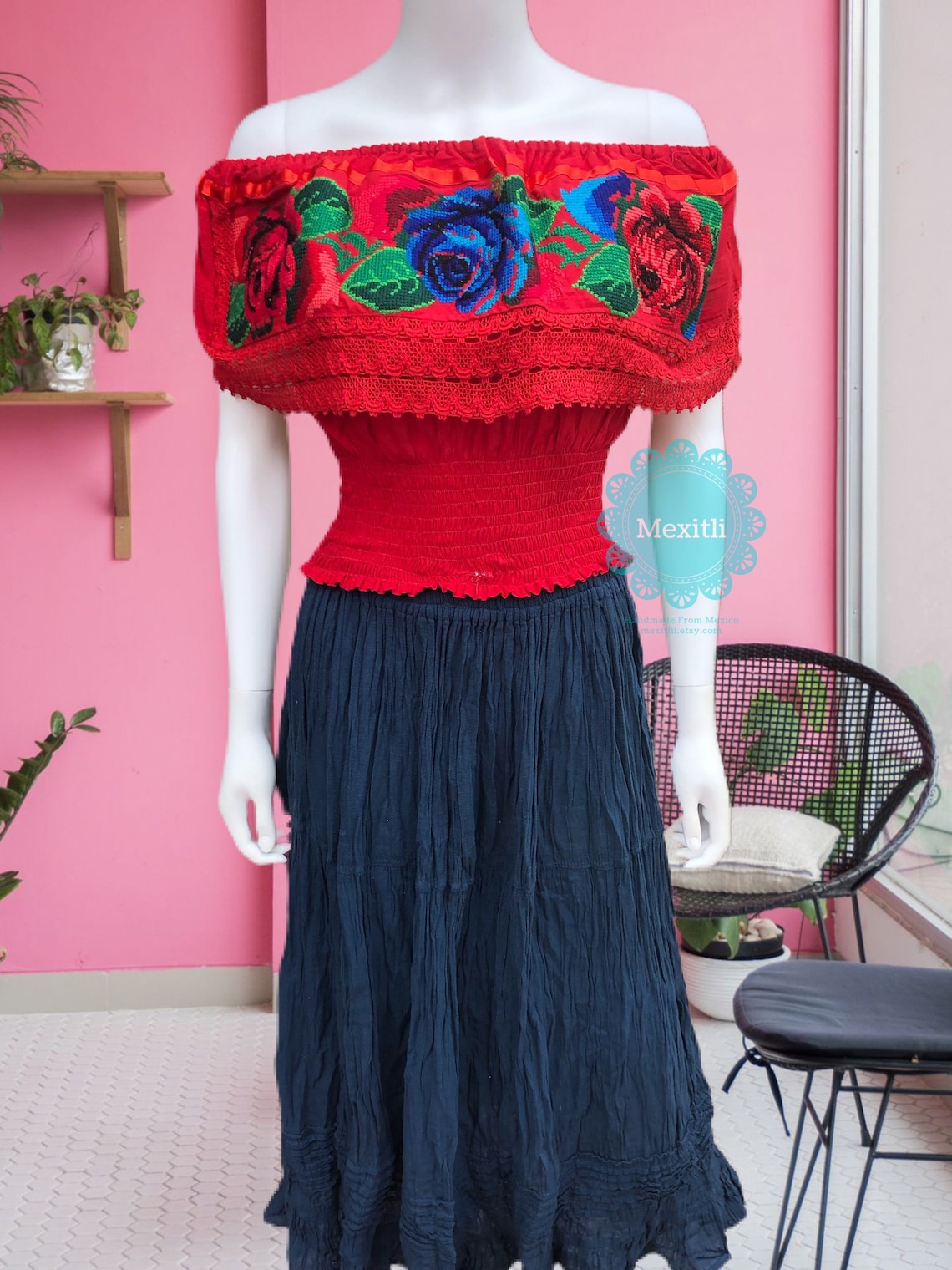 Solid Color Mexican Maxi Skirt Traditional Mexican Skirt Etsy