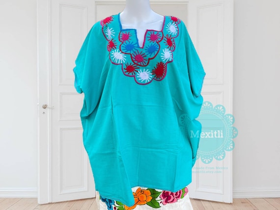 6X PLUS SIZE Mexican Embroidered Top, Fiesta Blouse, Huipil