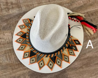 Mexican Beaded Hat Band, Huichol Art, Chaquira Hat Band, Artisanal, Handmade, Toquilla Huichol