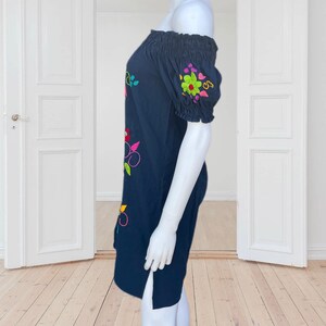 Hand Embroidered Mexican Mini Dress, Floral Embroidered, Campesina Bordado, Fiesta Dress, Cinco de Mayo, Day of the Dead